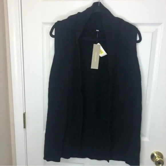 NWT Joan Vass wool blend black sweater vest, size large - Picture 2 of 12